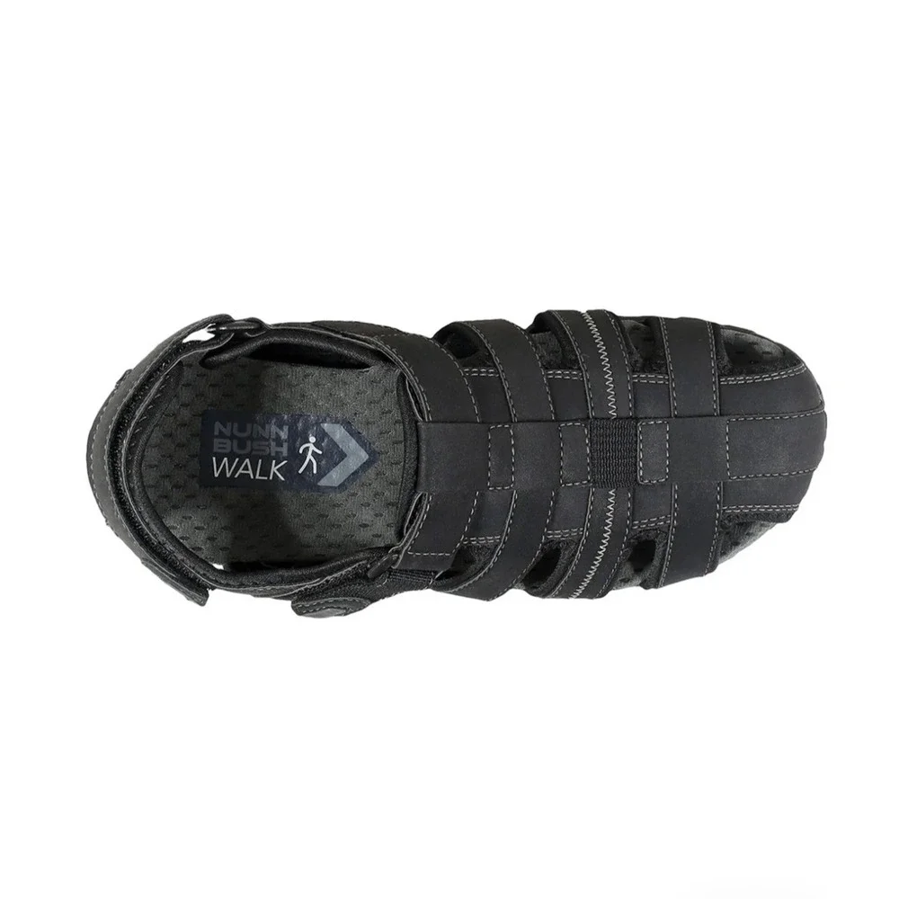 Nunn Bush Mens Black Fisherman Sandals‎ Hook and Loop Comfort Size 9